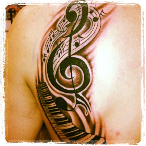 Piano And Music Tattoo
