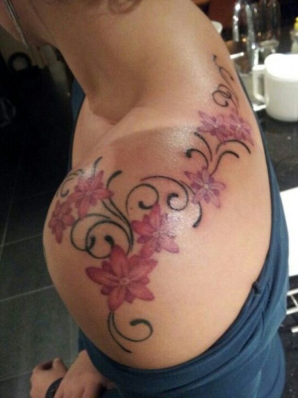 Pink Flowers Tattoo Design