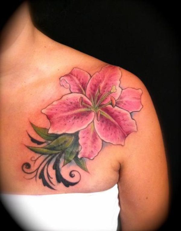 Pink Lily Cover Up Tattoo