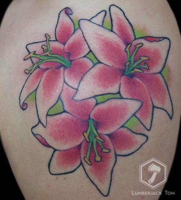 Pink Lily Print Tattoo