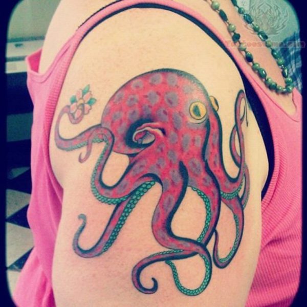 Pink Nautical Octopus Tattoo