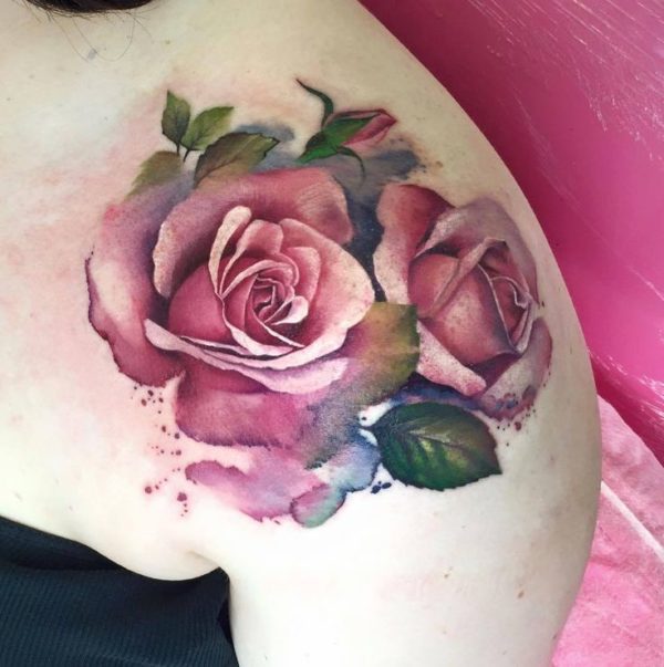 Pink Rose Tattoo Design