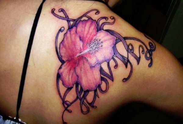 Pink Tribal Flower Tattoo