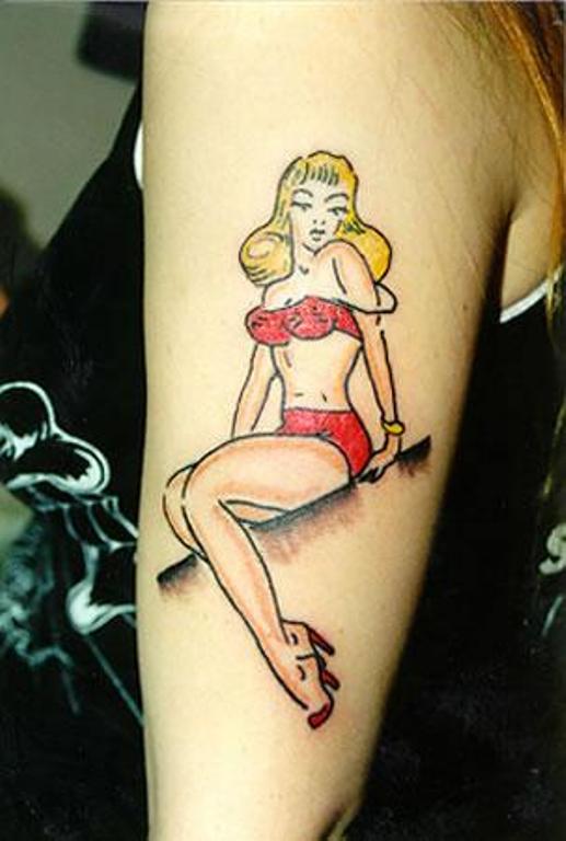 Pinup Girl Sitting Tattoo