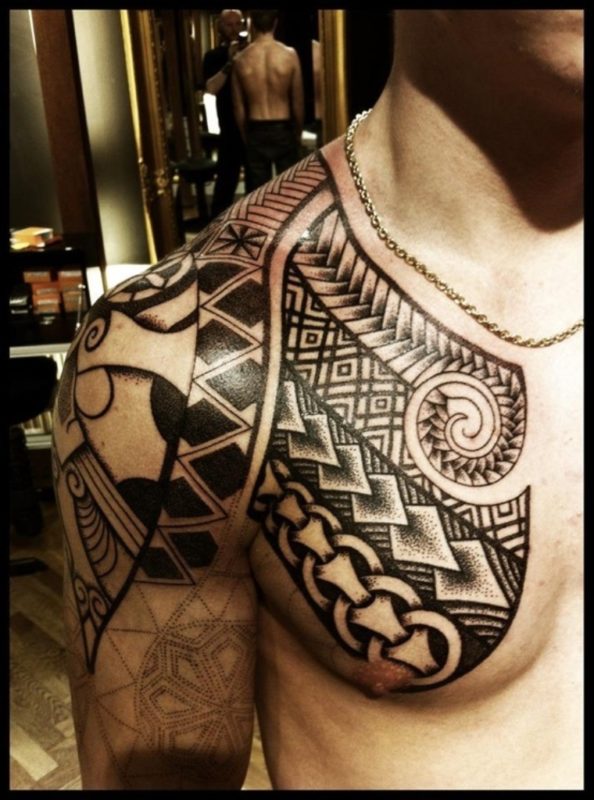 Polynesian Grey Samoan Design Tattoo