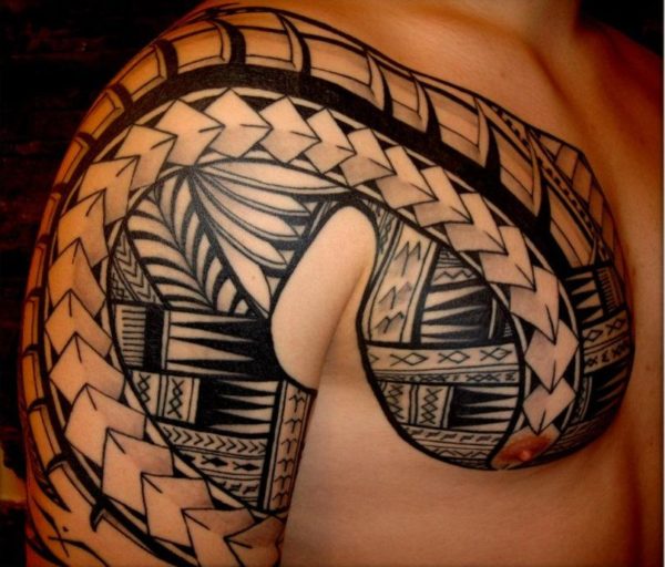 Polynesian Tattoo On Shoulder