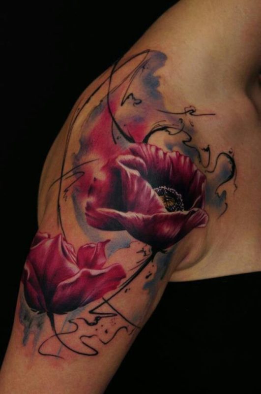 Poppy Flower Tattoo On Shoulder