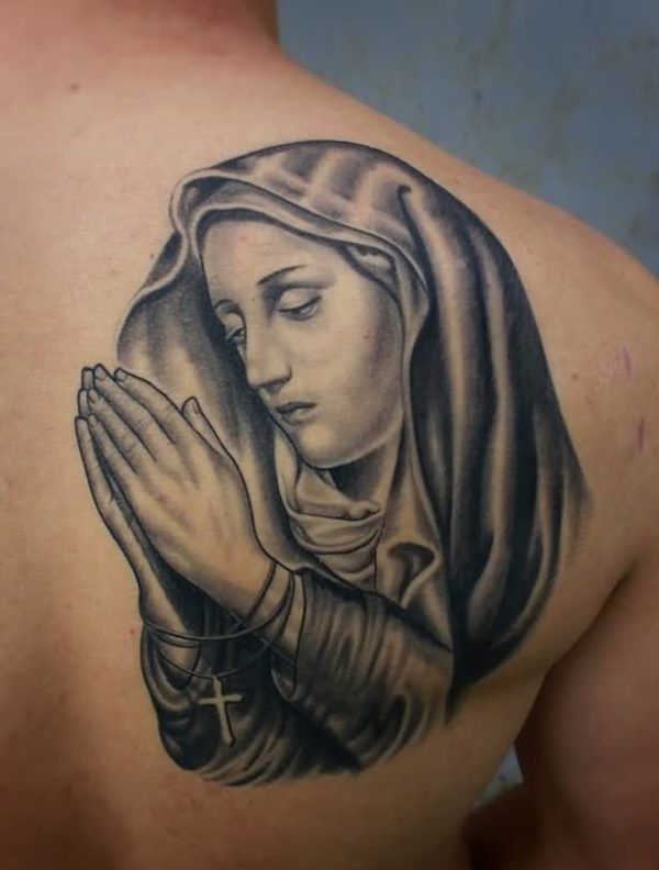 Praying Mary Shoulder Tattoo