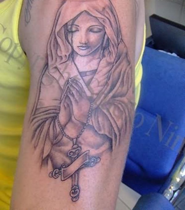 Praying  Shoulder Tattoo Design