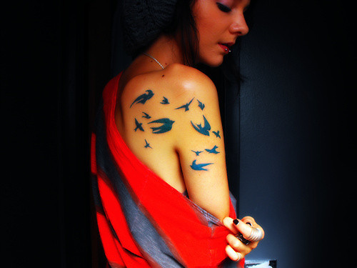 Pretty Blue Birds Tattoo