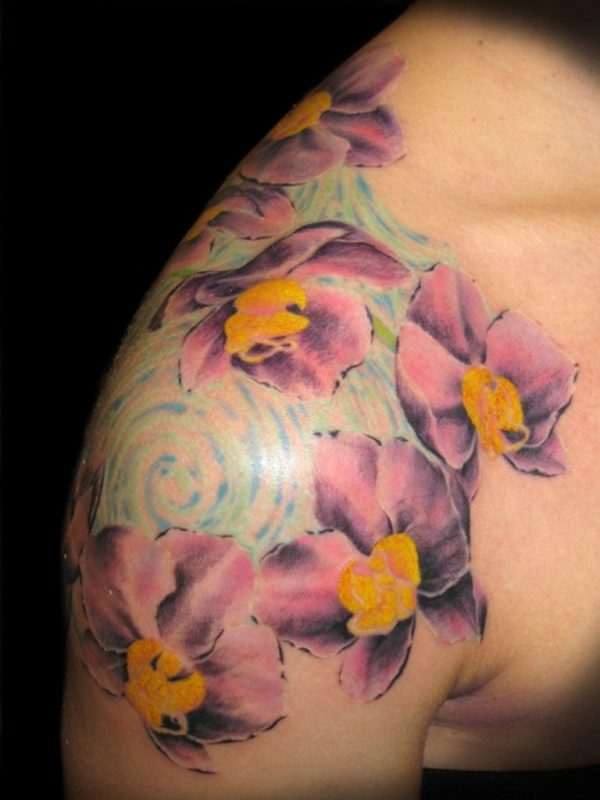 Purple Flower Tattoo Design