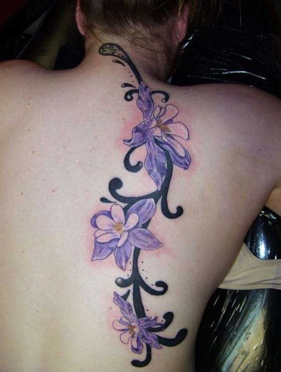 Purple Vine Flower Tattoo