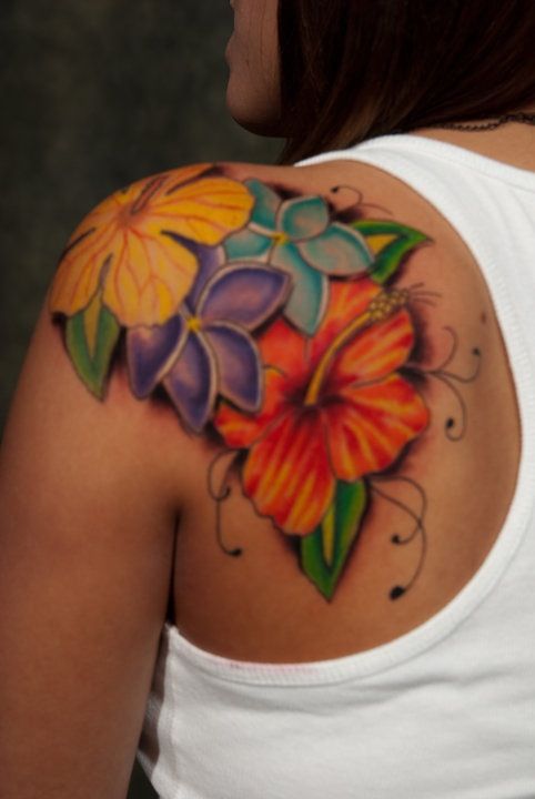 Rainbow Color Hibiscus Tattoo