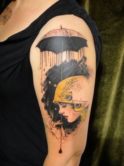 Rainfall Shoulder Tattoo For Women