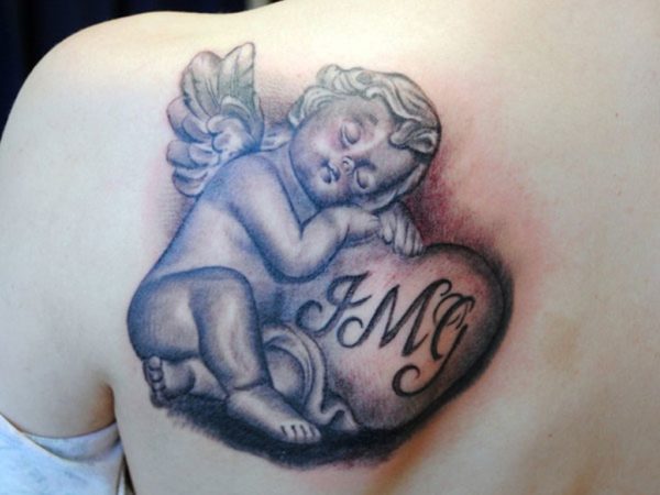Realistic Angel Kid Tattoo