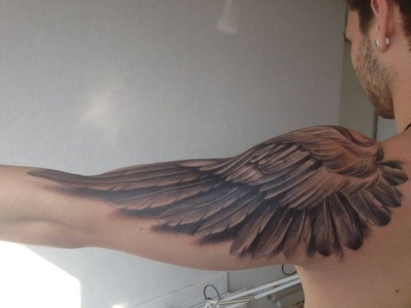 Realistic Eagle Feather Tattoo