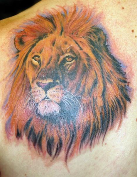 Realistic Orange Lion Tattoo