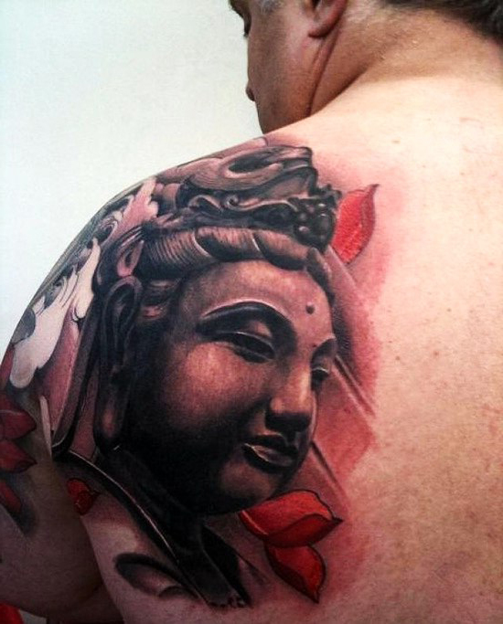 Realistic Religious Buddha Tattoo