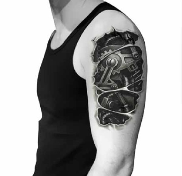Realistic Sleeve Shoulder Tattoo