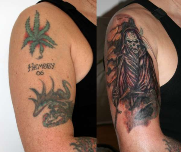 Reaper Cover Up Shoulder Tattoo Design