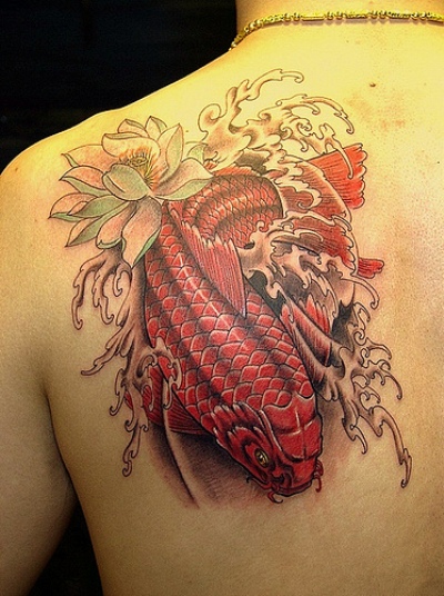 Red Fish Pattern Style Tattoo