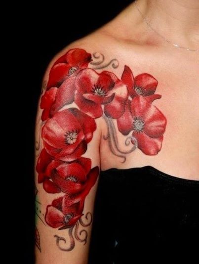 Red Flowers Designer Tattoo