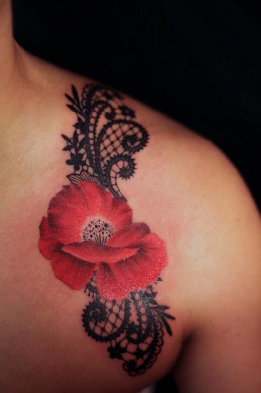 Red Hibiscus Flower Tattoo !