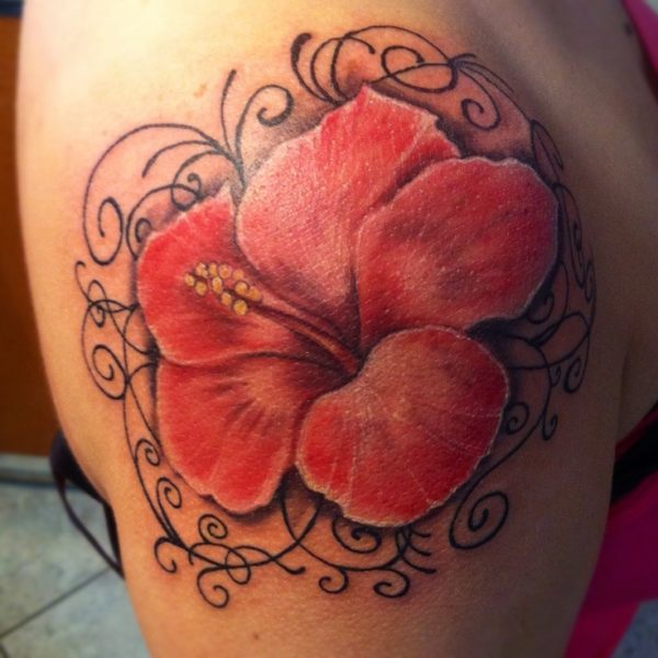 Red Hibiscus Tattoo