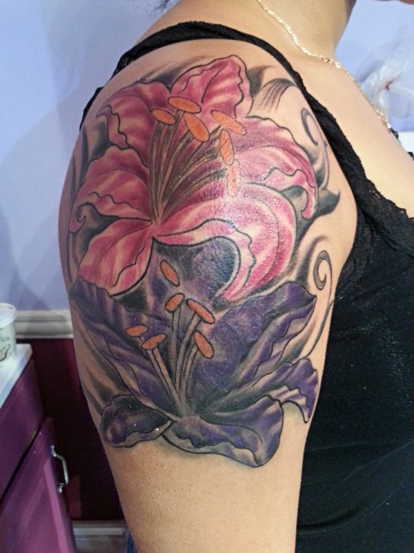 Red Lily Flower Tattoo