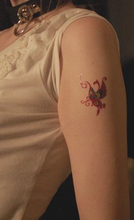 Red Little Butterfly Tattoo