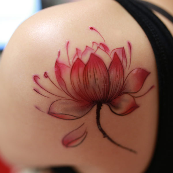 Red Lotus Flower Tattoo 