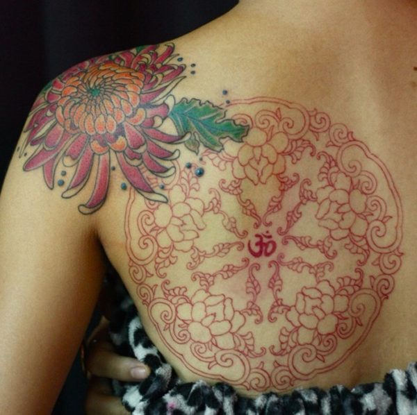 Red Mandala Designer Tattoo