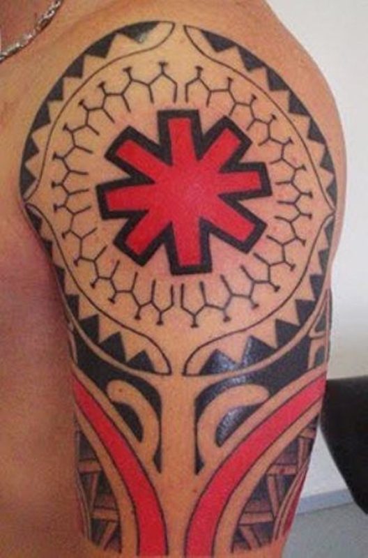 Red Maori Shoulder Tattoo