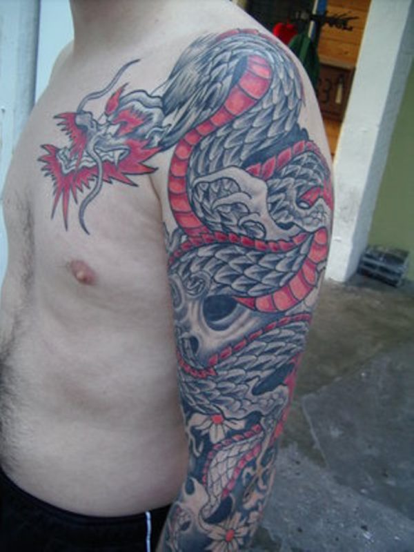 Red Marvelous Dragon Tattoo