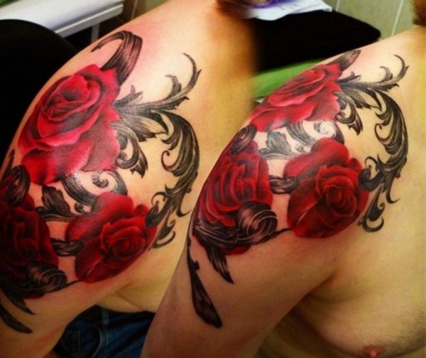 Red Roses Flower Tattoo Design