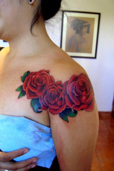 Red Roses Flower Tattoo