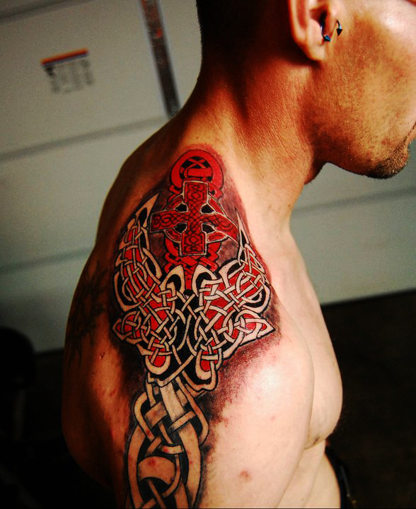 Red Shoulder Tattoo Design