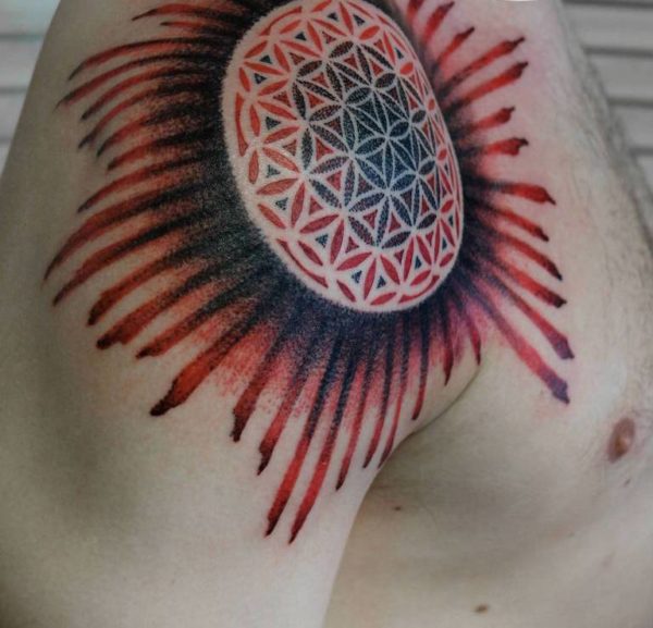 Red Sun Tattoo Design