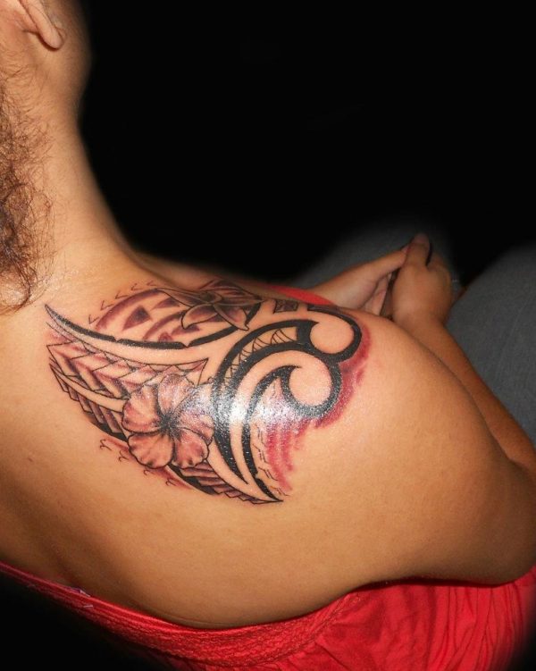 Red Tribal Design Tattoo For Women