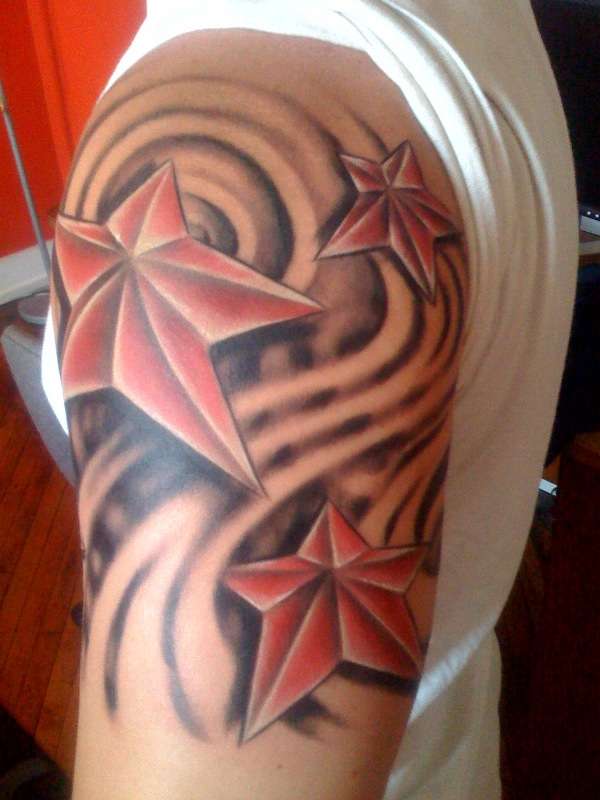 Red Tribal Nautical Tattoo