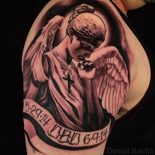 Religious Angel Shoulder Tattoo