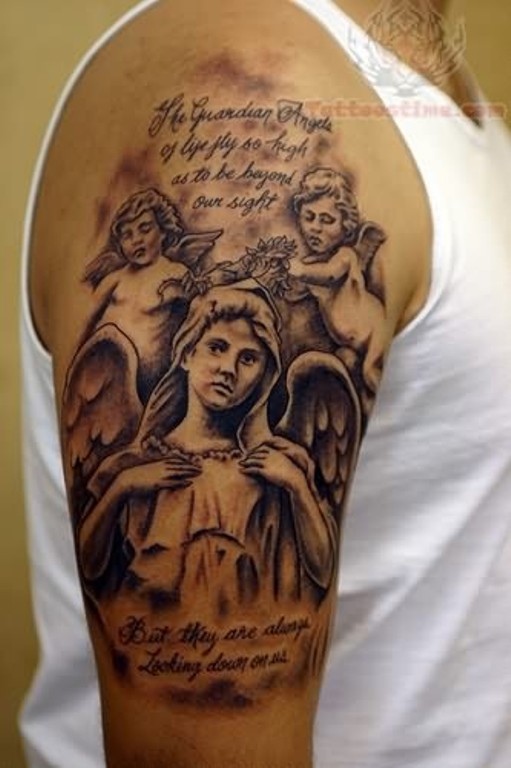 Religious Angel Shoulder Tattoo