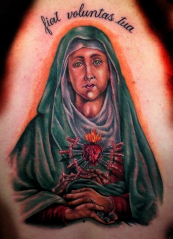 Religious Mary Shoulder Tattoo Design
