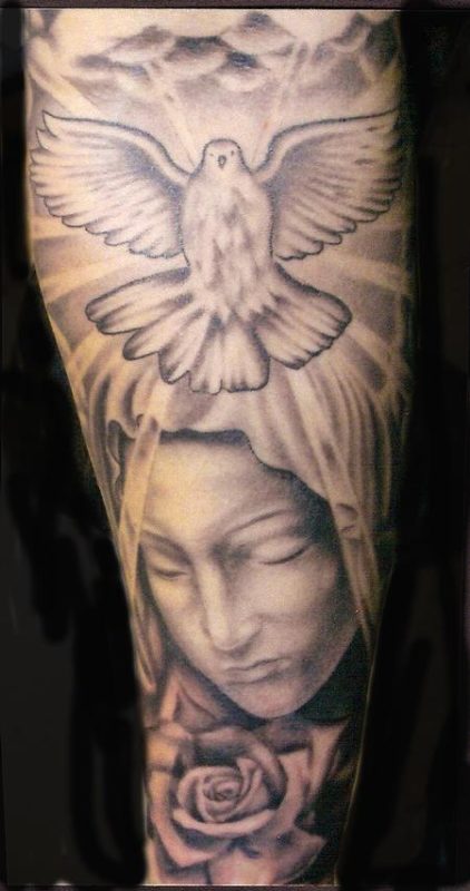 Religious Mary Shoulder Tattoo