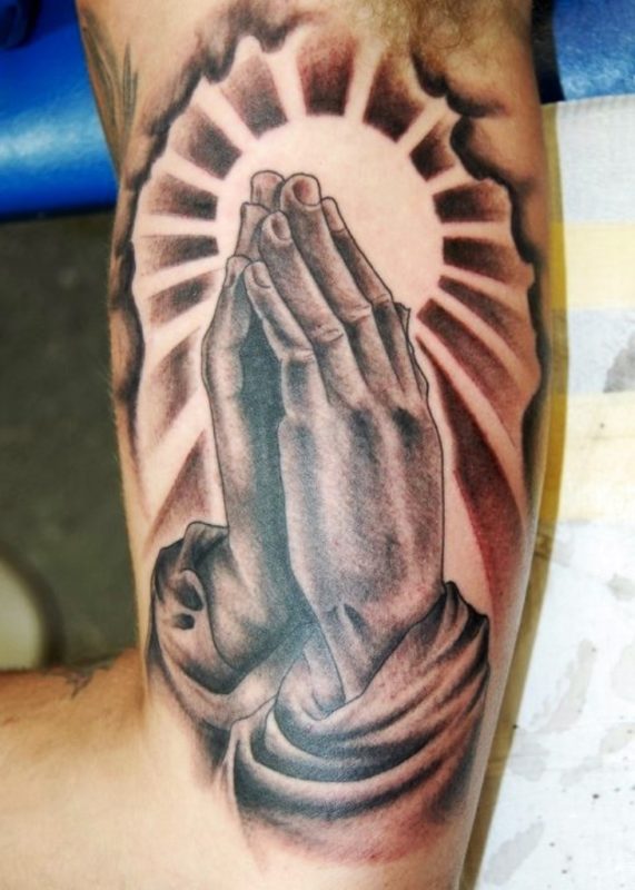 Religious Praying Hand Tattoo