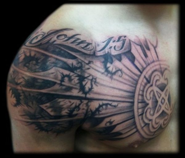 Religious Shoulder Tattoo Design