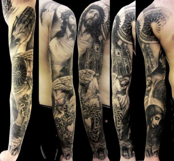 Religious Sleeve Tattoo