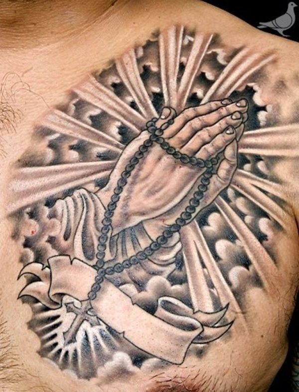 Religious Tattoo On Left Shoulder