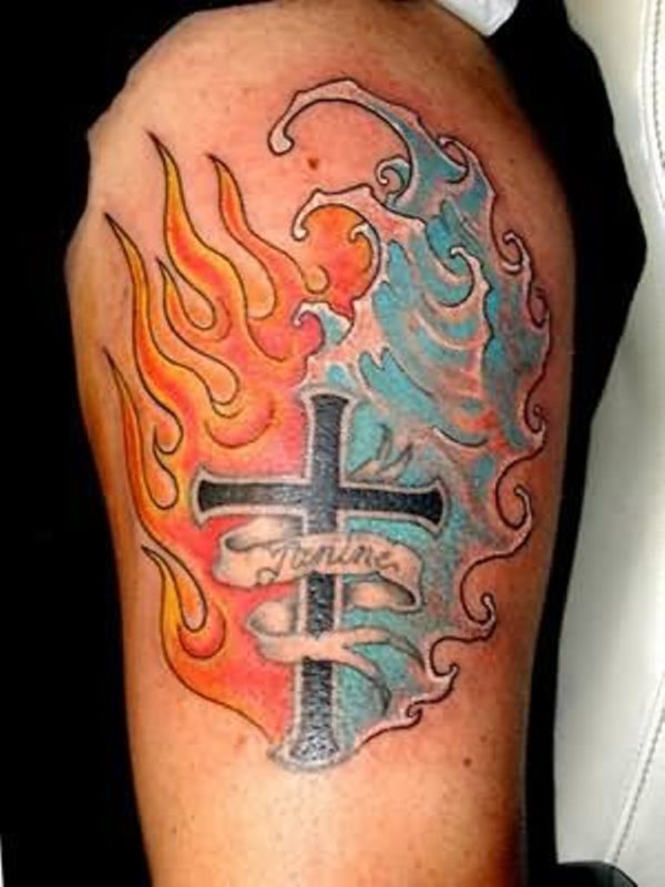 Religious Tattoo On Shoulder