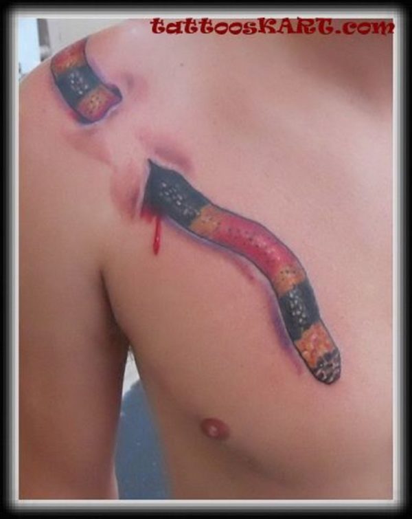 Reptile Under Skin Rip Tattoo